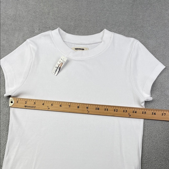 Madewell XS Ribbed White Short Sleeve T Shirt - Picture 3 of 9